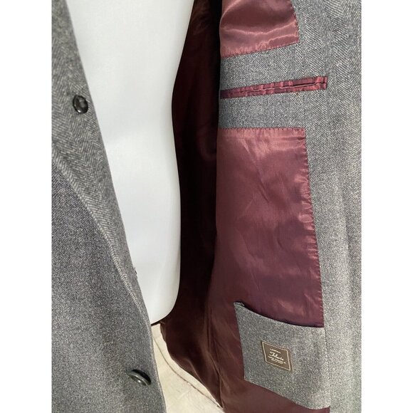 Paul Betenly Lanificio Filarte 100% Wool Gray Herringbone Jacket Coat 46R - Picture 9 of 11
